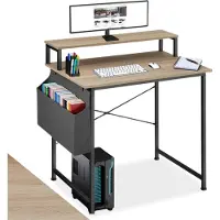 TecTake - Bureau met plank en organizer industrieel lichtbruin 80 cm 404663