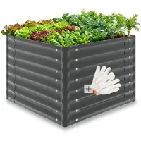 TecTake Verhoogde Plantenbak - 80 x 80 x 62 cm - 380 L - Plantenbakken voor Buiten - Kweekbak - Moestuinbak - Verzinkt Staal - Open Bodem - Kruidentuin - Tuinbak - Ergonomisch