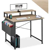 TecTake - Bureau met plank en organizer industrieel lichtbruin 120 cm 404665