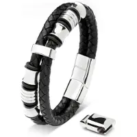 SERASAR Leren Armband Heren [Spirit] - Zilver 20cm - met Sieradendoosje In Geschenkverpakking
