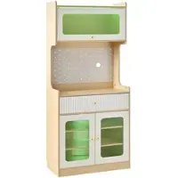 MODFU - Keukenkast - Highboard - Verstelbare Legplanken - Lades - LED - Ribbelglas - Naturel Wit