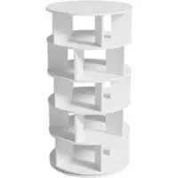 OKWISH Schoenenrek – Draaibaar Hoekontwerp – 5 Niveaus, 25 Vakken – 60x60x115 cm – Multifunctioneel Voor Schoenen En Planten – Spaanplaat Wit