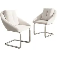 STILVORA Eetkamerstoel - Luxe Velvet Set van 2 - Ergonomisch met Kussens en Gebogen Poten - Voor Woonkamer en Slaapkamer - Beige