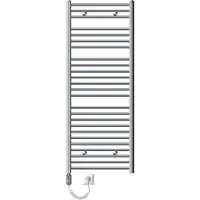 LuxeBath Sahara elektrische handdoekradiator 600 x 1500 mm chroom rechte zijaansluiting & verwarmingsstaaf 1200W met thermostaat & digitaal display handdoekradiator met verwarmingspatroon