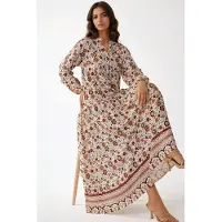Hiccups for Kids Geprinte V-hals Maxi-jurk met Knopen