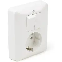 Peha Stopcontact met schakelaar | (Inbouw, Randaarde, Serie, Wit)