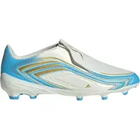 Adidas F50 Messi League Veterloze Gras Voetbalschoenen (FG) Kids Wit Lichtblauw Goud