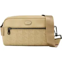 Lacoste Leren schoudertas met geometrisch patroon (Beige)