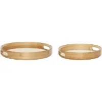 Hubsch Canvas Dienbladen Rond Naturel (set van 2)