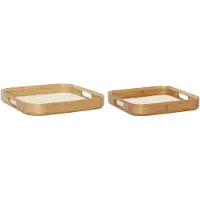 Hubsch Canvas Dienbladen Vierkant Naturel (set van 2)