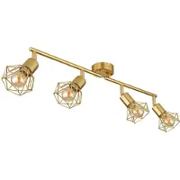 Globo Plafondlamp Woonkamerlamp Eetkamerlamp Spotlamp, metaal goudkleurig, 4 vlammen Beweegbare spots E14, H 19,5 cm