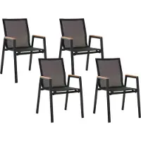 Beliani TIANO - Tuinstoelen set van 4 - Zwart - Aluminium