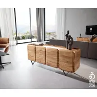 DELIFE Sideboard Kiano 175 cm Acacia Natuur 4 Deuren V-voet Zwart Roomdivider
