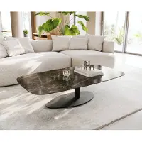 DELIFE Salontafel Edge bootvorm 140x80 cm keramiek Emperador Extra Lucidato donkerbruin Vibany metaal zwart