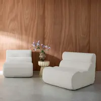 Sweeek Stoffen fauteuils getextureerde bouclé 1 zitplaats (set van 2) Wit