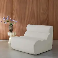 Sweeek Stoffen fauteuil getextureerde bouclé 1 zitplaats Wit