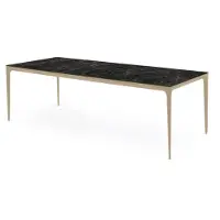 Bommel Wonen Eettafel (200x100cm) Vito - Marmer Antraciet & Metaal Taupe