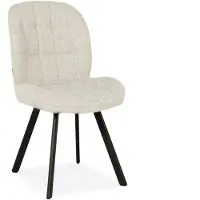 Bommel Wonen Eetkamerstoel Lana - stof Serenity Cream - blokpatroon - poot zwart