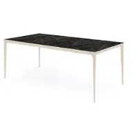 Bommel Wonen Eettafel (160x90cm) Vito - Marmer Antraciet & Metaal Pepper White
