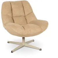 De Bommel Meubelen Draaifauteuil James - stof Aragon Beige - blokpatroon - poot wit