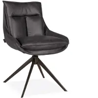 Bommel Wonen Eetkamerstoel Kenzo - vast - microleder Oxx Antraciet - pocketvering - poot zwart