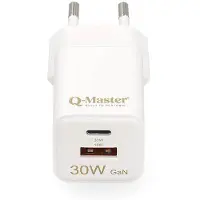 Q-Master GaN Mini snellader | | 30W (USB A + USB C, Wit)