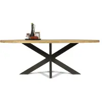 Bommel Wonen Eettafel (200x105cm - ovaal) Steelwood - Seasoned Brown/Metaal Zwart