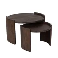 De Bommel Meubelen Salontafel set van 2 Miles - rond 70/50 cm - Mangohout Cacao Bruin