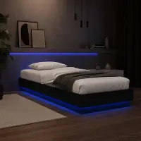 Prolenta Maison Exclusive - Bedframe met LED-verlichting, zwart eikenfineer, 80 x 200 cm, houtvezel
