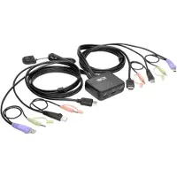 Eaton Tripp-Lite B032-HUA2 2-Port USB/HD Cable KVM Switch with Audio/Video, Cables and USB Peripheral Sharing TrippLite