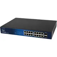 ALLNET Switch, onbeheerde Layer2 switch- PoE-vermogen: 240W- 16x PoE-poorten- 2x SFP-poorten- 19 inch- - Switch - Glasvezel (LWL)