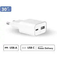 Force Power Lite Force Power, Netvoeding met Power Delivery, GaN, USB-A/USB-C, 30W, Wit