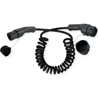 Roline Auto oplaadkabel Type2, 1-fase, 250 VAC (1P+N+E), 32 A, 7,4 kW, spiraalkabel (bruikbaar 5m)