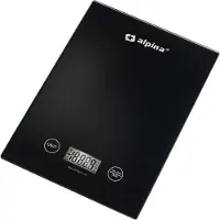 Alpina Keukenweegschaal glas 5kg zwart zwart Glas Digitale