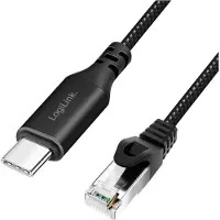 Logilink USB 3.2 Gen 1 (USB 3.0) Adapterkabel [1x USB-C USB 3.2 (Gen 1) - 1x RJ45-stekker 8p8c] CU0415 7.50 m Folie afscherming