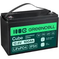 Green Cell LFPGC12V100AH - Lithium-ijzerfosfaat (LiFePo4) Accu - 12,8 V 100 Ah 1280 Wh - Zwart Groen