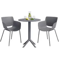 CLP Siora tuinmeubelset - 2 bistrostoelen - ronde tuintafel Ø60 cm - weerbestendige balkonset - voor terras en tuin - donkergrijs