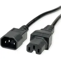Value Stroomkabel IEC320/C14 male - C15 female, H05RN-F, zwart, 1 m