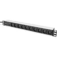 Digitus DN-95404 19 inch Stekkerdoos voor patchkast 1 HE Apparaatcontactdoos C13 10A Zwart