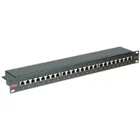 Roline Cat.6 (Klasse E) 19" patchpaneel, 24P, afgeschermd, zwart