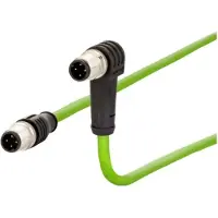 Metz 142M1D19050 M12 Netwerkkabel, patchkabel CAT 5e SF/FTP 5.00 m Groen PUR-mantel, Zuurbestendig, Ozonbestendig, UV-bestendig, Geschikt voor