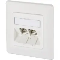 METZ CONNECT 130B12D21002-E Netwerkdoos Inbouw (in muur) Inzet met centraalstuk en frame CAT 6A 2 poorten Zuiver wit