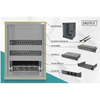 Digitus 10 inch netwerkset, incl. 9HE wandbehuizing, zwart schap, PDU, 8-poorts switch, CAT6 patchpanel