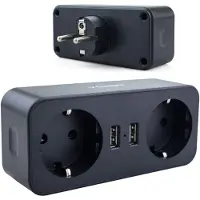 Voomy Split X2 - 2 USB-A &amp; 2 EU - Zwart