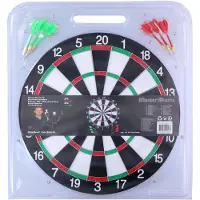 Dunlop Tweezijdig dartbord - 40,5 cm - Inclusief 6 darts - Zwart/wit ontwerp