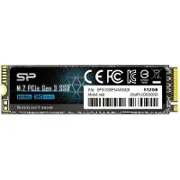 Silicon Power Interne SSD - - P34A60 512Go - NVMe PCIe Gen3x4 M.2 Lezen Schrijven 2200 1600 Mo/s