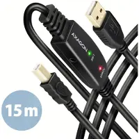 Axagon ADR-215B USB-kabel USB 2.0 USB-A stekker 15 m Zwart Actief met signaalversterking