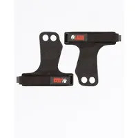Gorilla wear 2-Hole Leren Lifting Grips - Zwart - M