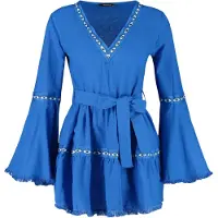 Trendyol Jurk azuur / zwart / wit