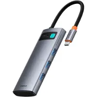 Baseus Metal Gleam Serie - USB-C Hub - 7-in-1 Adapter - 4K HDMI - Grijs